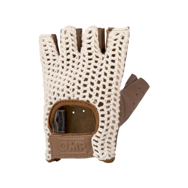 Brown Leather and Cotton Men's Driving Gloves