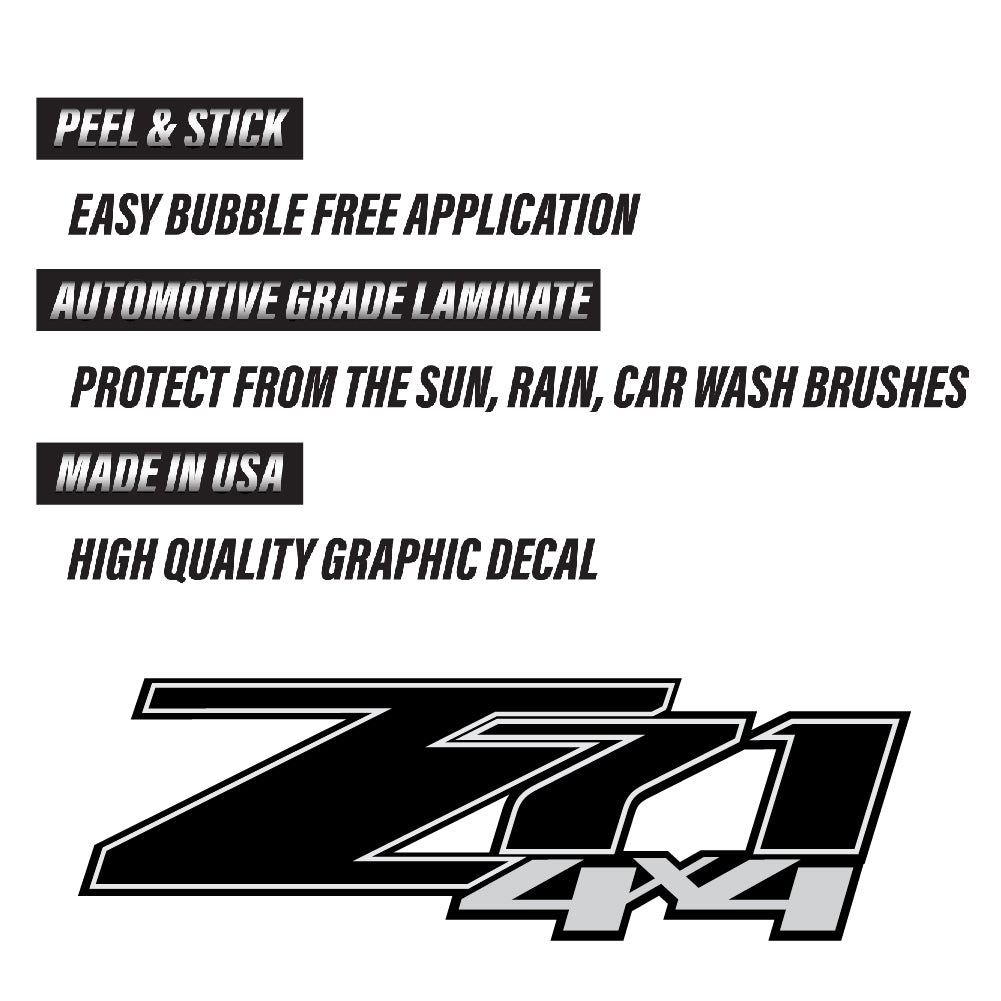Z71 4x4 Decals Black Stickers Chevy Silverado - F - 1500 2500 HD Stick –  Battle Born Offroad