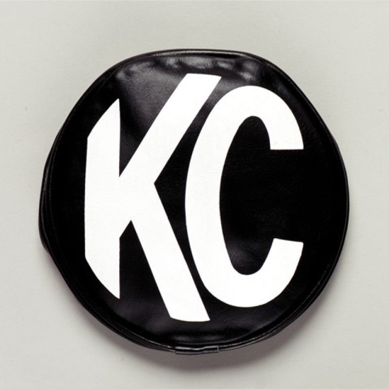 KC HiLiTES 8in. Round Soft Cover (Pair) - Black w/White KC Logo