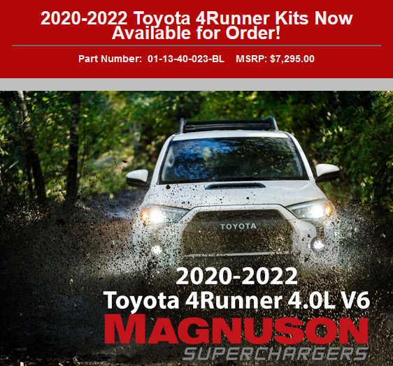 Magnuson TVS1320 2010-19 4Runner / FJ Cruiser 4.0L Supercharger System - CARB Approved 50 State