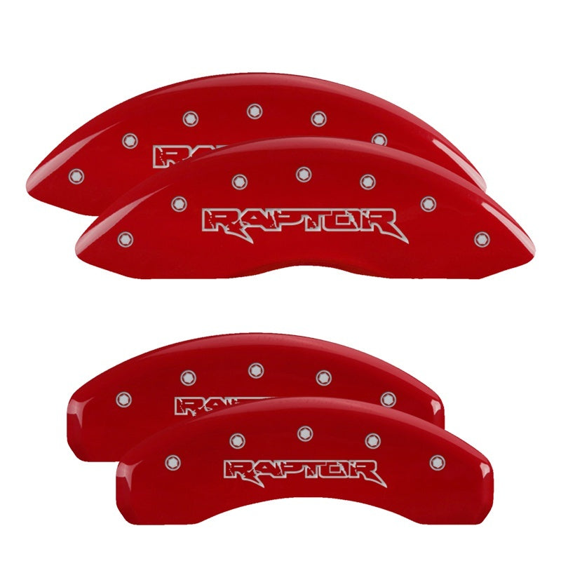 MGP 4 Caliper Covers Engraved Front & Rear Raptor Red finish silver ch