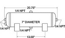 Load image into Gallery viewer, Firestone Air Tank 3 Gallon 7in. x 20.75in. (4) 1/4in. NPT Ports 150 PSI Max - Black (WR17609227)