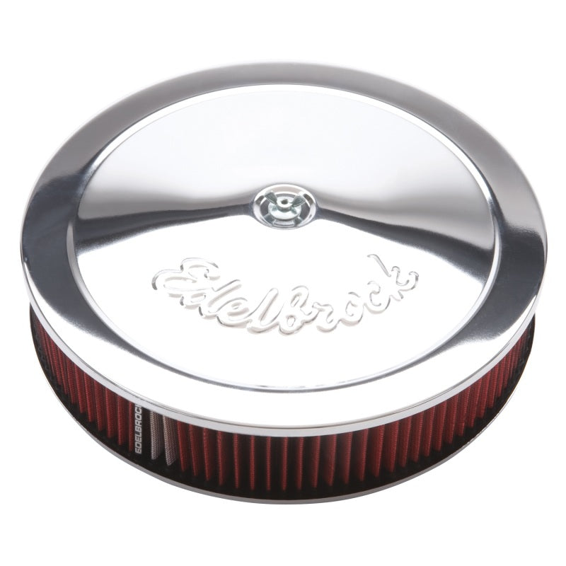 Edelbrock Air Cleaner Pro-Flo Series Round 14 In Diameter Cloth Element 3/8In Dropped Base Chrome