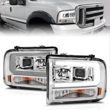 Load image into Gallery viewer, ANZO 99-04 Ford F250/F350/F450/Excursion (excl 99) Projector Headlights - w/Light Bar Chrome Housing