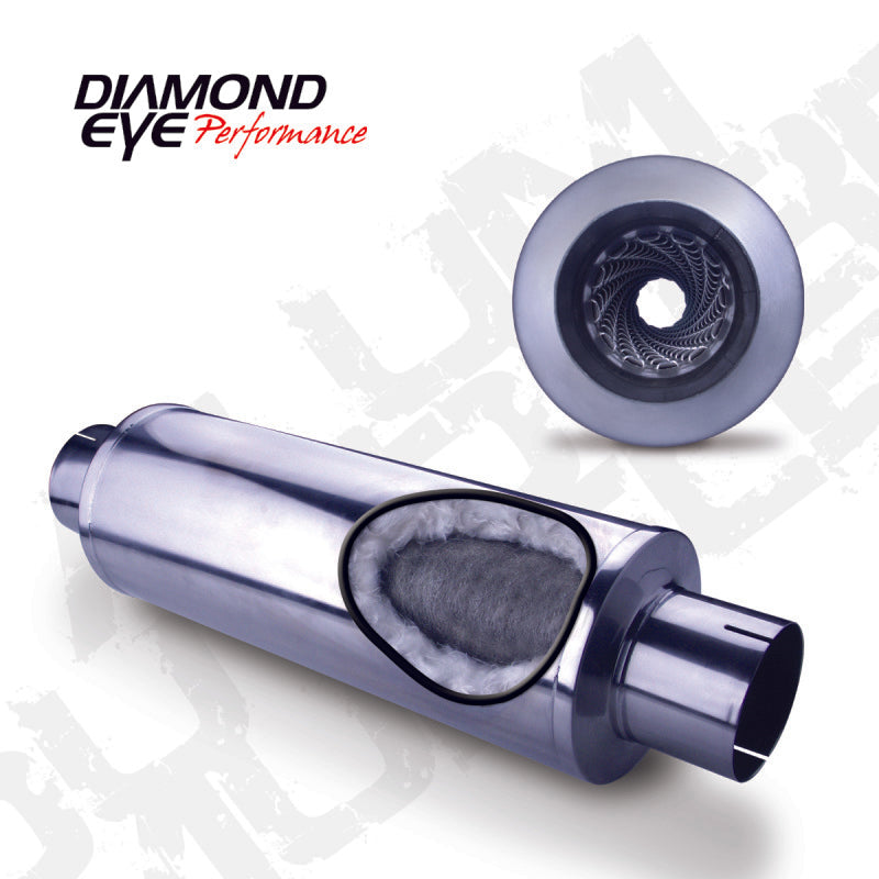 Diamond Eye MFLR 4inID SGL IN/SGL OUT 7inDIA X 24in BODY 30in LENGTH LOUVERED SLOTTED ENDS 409 SS