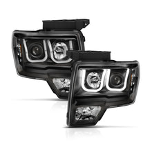 Load image into Gallery viewer, ANZO 2009-2014 Ford F-150 Projector Headlights w/ U-Bar Switchback Black w/ Amber