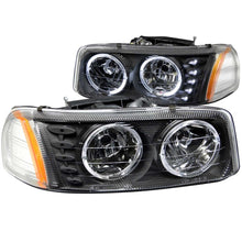 Load image into Gallery viewer, ANZO 1999-2006 Gmc Sierra 1500 Crystal Headlights w/ Halo and LED Black