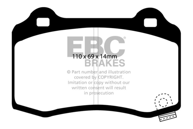 EBC 15+ Cadillac CTS 3.6 Twin Turbo Redstuff Rear Brake Pads
