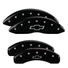 Load image into Gallery viewer, MGP 4 Caliper Covers Engraved Front &amp; Rear Bowtie Black finish silver ch