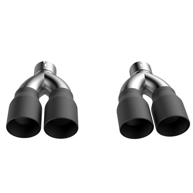 QTP 15-18 Dodge Challenger 5.7L 304SS Screamer Exhaust 3in Quad Tip Adapter w/Black Tips