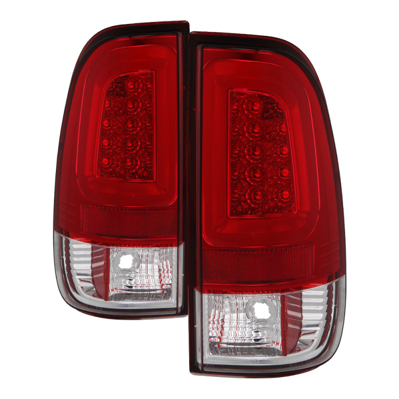 Spyder 08-16 Ford Super Duty F-250 V3 Light Bar LED Tail Lights - Red Clear (ALT-YD-FS07V3-LBLED-RC)