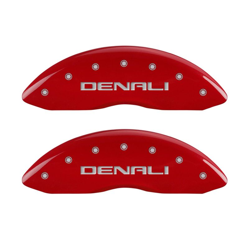 MGP 4 Caliper Covers Engraved Front & Rear Denali Red finish silver ch