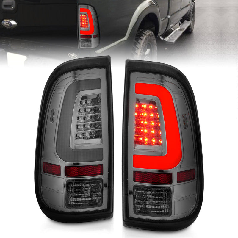 ANZO 2008-2016 Ford F-250 LED Taillights Chrome Housing Smoke Lens (Pair)