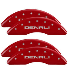Load image into Gallery viewer, MGP 4 Caliper Covers Engraved Front &amp; Rear Denali Red finish silver ch