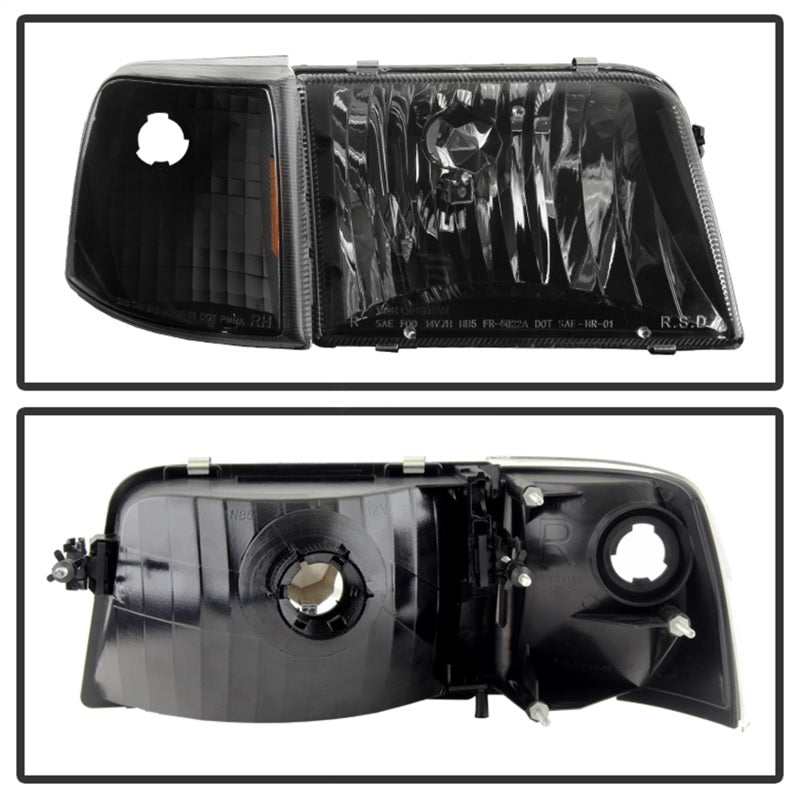 Xtune Ford Ranger 93-97 Crystal Headlights w/ Corner Lights 4pcs Sets Black HD-JH-FR93-SET-BK