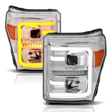 Load image into Gallery viewer, ANZO 11-16 Ford F-250/F-350/F-450 Projector Headlights w/ Plank Style Switchback Chrome w/Amber