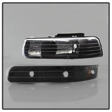 Load image into Gallery viewer, Xtune Chevy TahOE 00-06 Amber Crystal Headlights w/ Bumper Lights Black HD-JH-CSIL99-SET-AM-BK