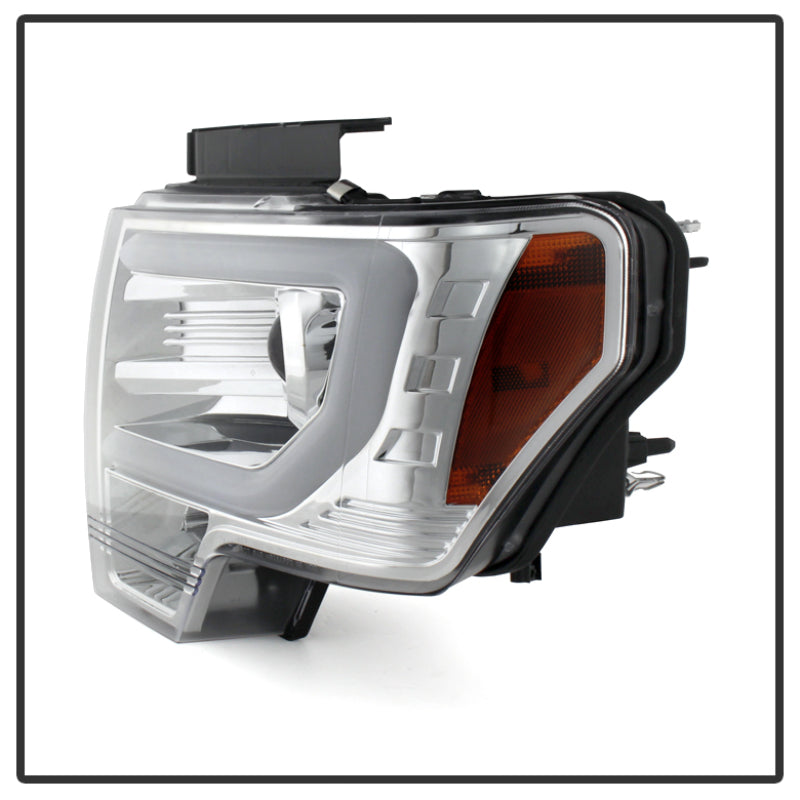Spyder Ford F150 09-14 Projector Headlights Halogen Model- Light Bar DRL Chrm PRO-YD-FF15009-LBDRL-C