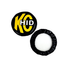 Load image into Gallery viewer, KC HiLiTES 8in. Round Soft Cover HID (Pair) - Black w/Yellow Brushed KC Logo