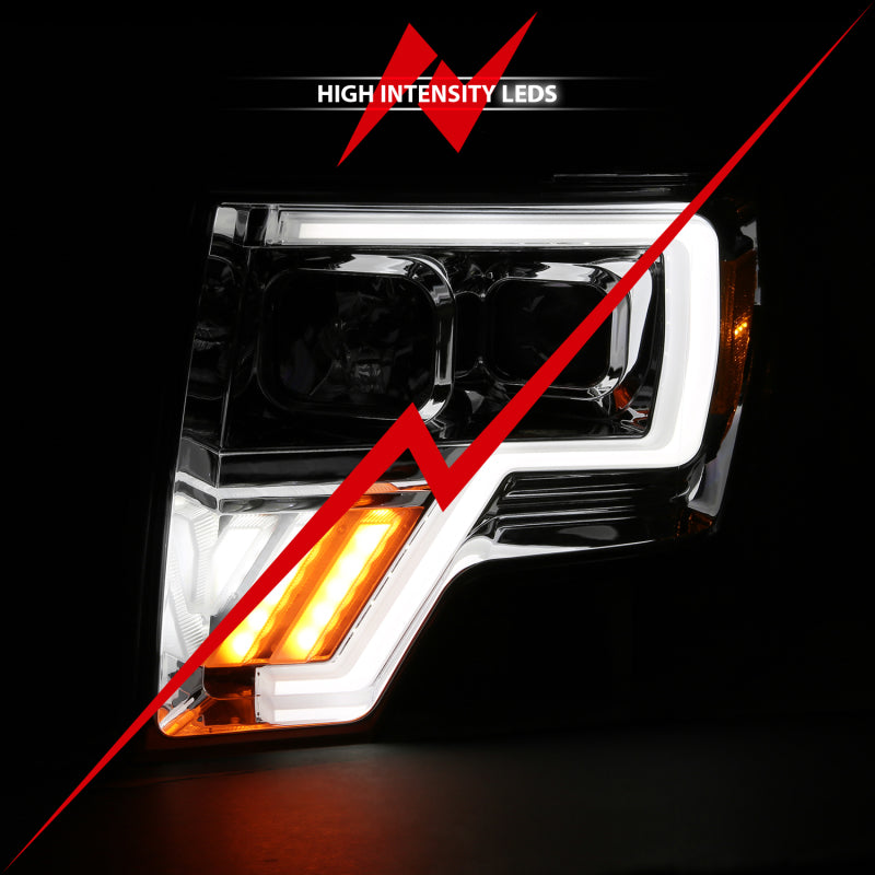 ANZO 2009-2013 Ford F-150 Projector Light Bar G4 Switchback H.L. Chrome Amber