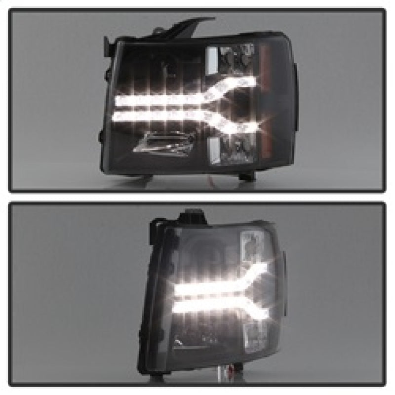 Spyder Chevy Silverado 1500 07-13 V2 Projector Headlights - LED DRL - Black PRO-YD-CS07V2-DRL-BK