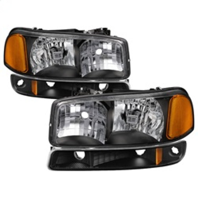 xTune GMC Sierra 99-06 /Yukon 00-06 Crystal Headlights & Bumper Lights - Black HD-JH-GS99-AM-SET-BK