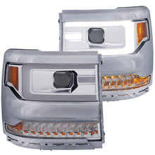 Load image into Gallery viewer, ANZO 16+ Chevy Silverado 1500 Projector Headlights Plank Style Chrome w/Amber/Sequential Turn Signal