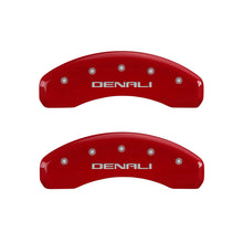 Load image into Gallery viewer, MGP 4 Caliper Covers Engraved Front &amp; Rear Denali Red finish silver ch
