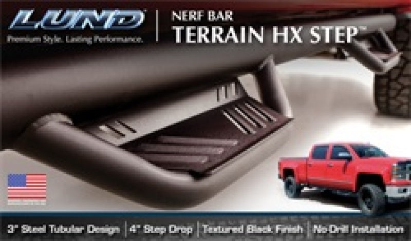 Lund 09-15 Dodge Ram 1500 Quad Cab (Built Before 7/1/15) Terrain HX Step Nerf Bars - Black