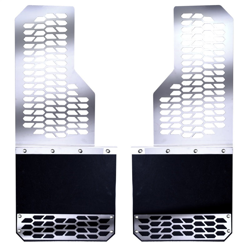 Putco 17-20 Ford SuperDuty - Set of 2 (Excl Dually Rear) Mud Skins - Polished SS w/ Hex Shield